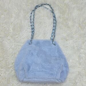 Geir Ness Plush Light Blue Shoulder Bag with Chain Straps